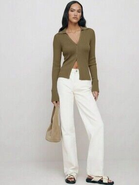 The Workshop Ribbed Knit Button Open Front Cardigan Sweater